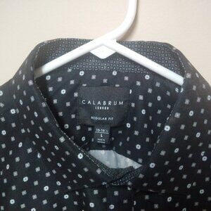 Men's Calabrum Large Regular fit button up dress shirt.  Black 16-16 1/2